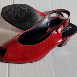 Ara Luftpolster Leather Red High Heel Shoes Size 5 1/2
